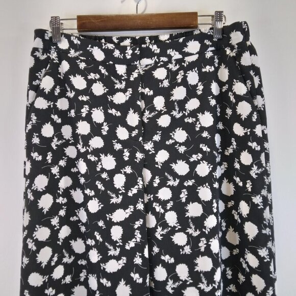 Vince Camuto Black and White Floral Wide Leg Pant Size 14 - Picture 4 of 12